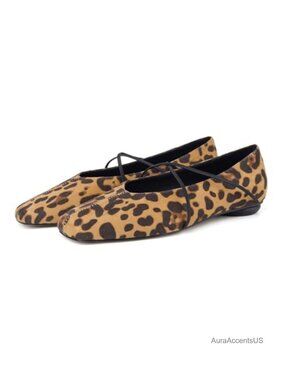 Women's Mary Jane Flats Square Toe Slip On Ballet Criss-Cross Straps